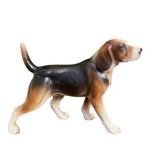Vintage 1950s Napco Porcelain Beagle Walker Hound Hunting Dog, Japan